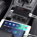 TR12 3 in 1 100W 4USB Car Cigarette Lighter with Switch Voltage Display(Black Red)