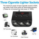 TR12 3 in 1 100W 4USB Car Cigarette Lighter with Switch Voltage Display