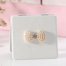 Folding Portable Cosmetic Mirror Flip Double-sided Mirror Bow Decoration