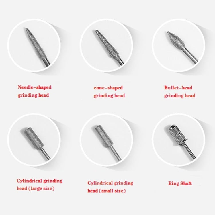 1 Set Power Professional Electric Manicure Machine Pen Pedicure Nail File Nail Tools 6 bits Drill Nail Drill Machine(EU White)