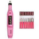 1 Set Power Professional Electric Manicure Machine Pen Pedicure Nail File Nail Tools 6 bits Drill Nail Drill Machine(EU Pink)