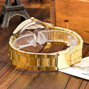 2 PCS Stainless Steel Wrist Watchs Crystal Quartz Bracelet Watch(Gold)