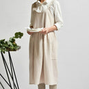 High Waist Cotton Linen Solid Color Apron(Almond)