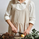 High Waist Cotton Linen Solid Color Apron(Almond)