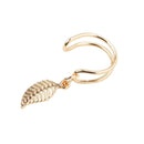 Fashion No Pierced Ear Clip Cuff Wrap Earrings Leaf Feather Pendant Non-piercing Clip Earrings for Women Party Statement Jewelry(Gold)