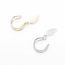 Fashion No Pierced Ear Clip Cuff Wrap Earrings Leaf Feather Pendant Non-piercing Clip Earrings for Women Party Statement Jewelry(Gold)