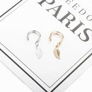Fashion No Pierced Ear Clip Cuff Wrap Earrings Leaf Feather Pendant Non-piercing Clip Earrings for Women Party Statement Jewelry(Gold)