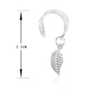 Fashion No Pierced Ear Clip Cuff Wrap Earrings Leaf Feather Pendant Non-piercing Clip Earrings for Women Party Statement Jewelry(Silver)