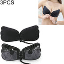 3 PCS Pull Rope Wing Invisible Underwear Without Steel Ring Pull Rope Silicone Invisible Nubra, Cup Size:B(Black)