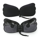 3 PCS Pull Rope Wing Invisible Underwear Without Steel Ring Pull Rope Silicone Invisible Nubra, Cup Size:C(Black)