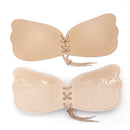 3 PCS Pull Rope Wing Invisible Underwear Without Steel Ring Pull Rope Silicone Invisible Nubra, Cup Size:C(Skin Color)