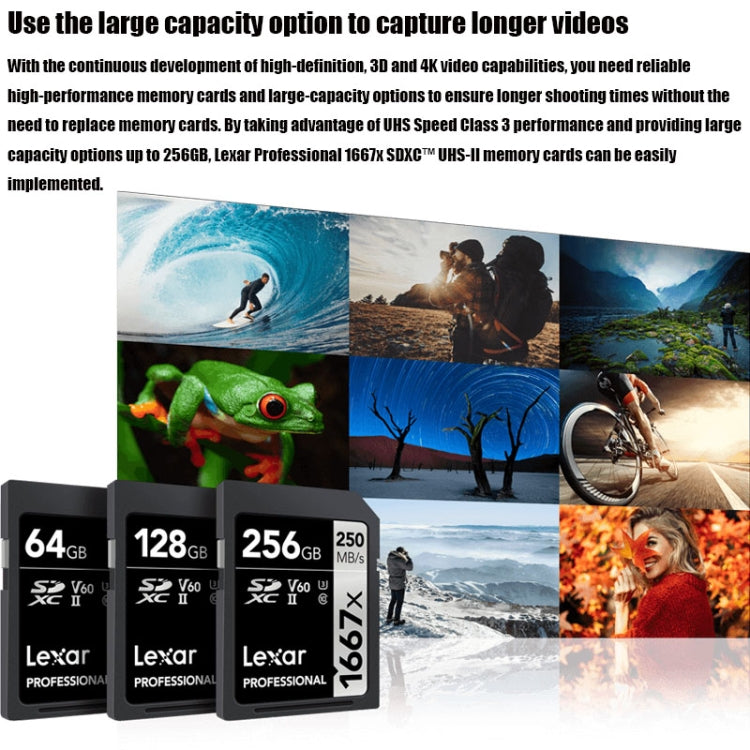 Lexar SD-1667x High Speed SD Card SLR Camera Memory Card, Capacity:128GB