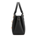 Fashion Women Tassel PU Leather Embroidery Crossbody Bag Shoulder Bag Simple Style Hand Bags(black)
