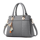 Fashion Women Tassel PU Leather Embroidery Crossbody Bag Shoulder Bag Simple Style Hand Bags(gray)