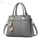 Fashion Women Tassel PU Leather Embroidery Crossbody Bag Shoulder Bag Simple Style Hand Bags(gray)
