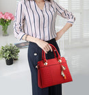 Fashion Women Tassel PU Leather Embroidery Crossbody Bag Shoulder Bag Simple Style Hand Bags( pink)