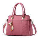 Fashion Women Tassel PU Leather Embroidery Crossbody Bag Shoulder Bag Simple Style Hand Bags( pink)