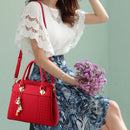 Fashion Women Tassel PU Leather Embroidery Crossbody Bag Shoulder Bag Simple Style Hand Bags( pink)