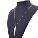 Vintage Long Necklace Jewelry Simple Feather Pendant Necklaces(Silver)