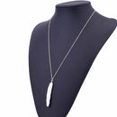 Vintage Long Necklace Jewelry Simple Feather Pendant Necklaces(Silver)