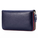 Ladies Top-grain Leather Wallet Long Wallet Bag Zipper Clutch Bag(Royal Blue)
