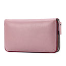 Ladies Top-grain Leather Wallet Long Wallet Bag Zipper Clutch Bag(Pink)