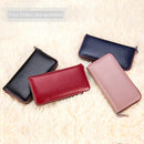 Ladies Top-grain Leather Wallet Long Wallet Bag Zipper Clutch Bag(Red)