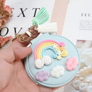 PU Leather Double-sided Folding Mirror Rainbow Tassel Makeup Mirror Keychain(Pink)