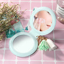 PU Leather Double-sided Folding Mirror Rainbow Tassel Makeup Mirror Keychain(Blue)