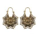 Vintage Ethnic Style Metal Openwork Flower Flower Earrings Bohemian Carved Earrings(silver)
