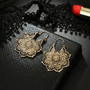 Vintage Ethnic Style Metal Openwork Flower Flower Earrings Bohemian Carved Earrings(silver)