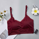 Women Tube Tops Beauty Back Lace Floral Padded Bras, Size:One Size(Wine Red)