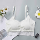 Women Tube Tops Beauty Back Lace Floral Padded Bras, Size:One Size(White)