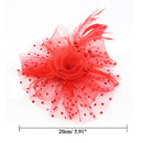 Handmade Bride Mesh Hair Accessories Wedding Photo Hat Headwear(Red)