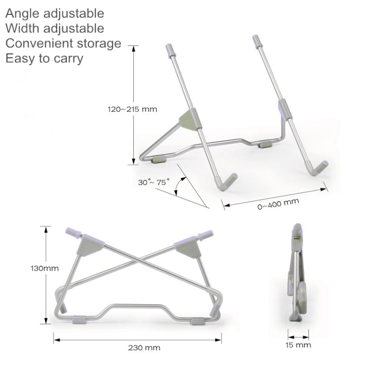 Laptop Cooling Bracket Tablet PC Aluminum Alloy Desktop Adjustable Folding Metal Lazy Bracket(Grey)