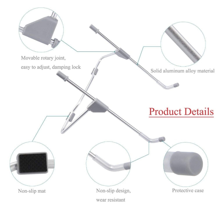 Laptop Cooling Bracket Tablet PC Aluminum Alloy Desktop Adjustable Folding Metal Lazy Bracket(Grey)