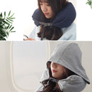 Portable Airplane Travel U-shaped Hooded Pillow Nap Time Neck Pillow(Dark Grey)