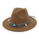 Women Jazz Caps Bohemia Style Woolen Hats for Spring Summer Beach(Dark -blue)