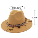 Women Jazz Caps Bohemia Style Woolen Hats for Spring Summer Beach(Dark -blue)