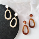 Retro Women Big Round Geometry out Oval Clip Earrings(white clip earring)