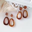 Retro Women Big Round Geometry out Oval Clip Earrings(white clip earring)