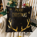 Merry Christmas Pillow Case Gold Foil Printing Pillow Cover Sofa Waist Throw Cushion Cover Coffee Shop Decorative 43cm x 43cm(2)