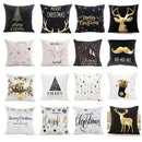 Merry Christmas Pillow Case Gold Foil Printing Pillow Cover Sofa Waist Throw Cushion Cover Coffee Shop Decorative 43cm x 43cm(4)