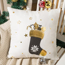 Merry Christmas Pillow Case Gold Foil Printing Pillow Cover Sofa Waist Throw Cushion Cover Coffee Shop Decorative 43cm x 43cm(10)