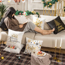 Merry Christmas Pillow Case Gold Foil Printing Pillow Cover Sofa Waist Throw Cushion Cover Coffee Shop Decorative 43cm x 43cm(10)