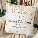 Merry Christmas Pillow Case Gold Foil Printing Pillow Cover Sofa Waist Throw Cushion Cover Coffee Shop Decorative 43cm x 43cm(14)