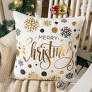 Merry Christmas Pillow Case Gold Foil Printing Pillow Cover Sofa Waist Throw Cushion Cover Coffee Shop Decorative 43cm x 43cm(15)