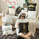 Merry Christmas Pillow Case Gold Foil Printing Pillow Cover Sofa Waist Throw Cushion Cover Coffee Shop Decorative 43cm x 43cm(17)