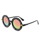 Women Vintage Round Frame Gradient Shades Sun Glasses(Orange)