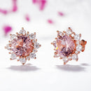 3 PCS/Set Snow Shape Gemstone Jewelry Set For Women, Ring Size:7(Pink)